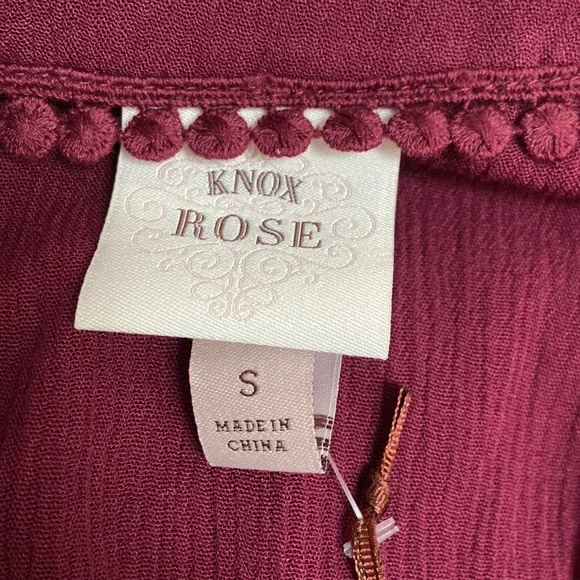 NWT Women’s Knox Rose Bohemian wine red flowy long-sleeved dress. Size small. - Picture 11 of 16